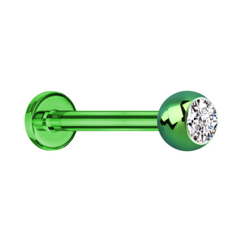 Micro Labret vert avec boule et cristal argenté