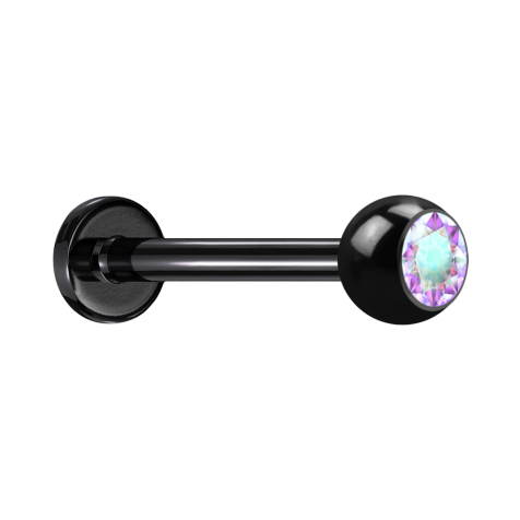 Micro labret black with ball and crystal multicolor