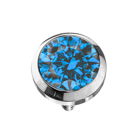 Dermal Anchor silver with crystal light blue