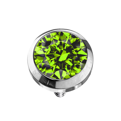Dermal Anchor silver with crystal light green