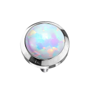 Dermal anchor silver with white opal