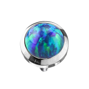 Dermal Anchor silber mit Opal blau