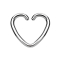 Micro piercing anneau coeur argenté avec revêtement en titane