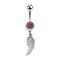 Banana silver with pendant wings and crystal pink