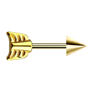 Gold-plated barbell with cone and arrow