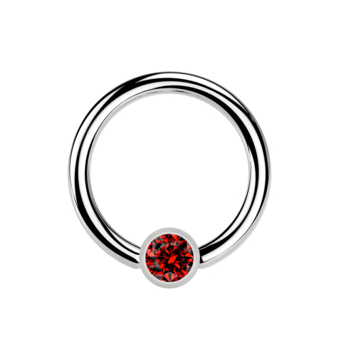 Micro Ball Closure Ring silver and crystal red
