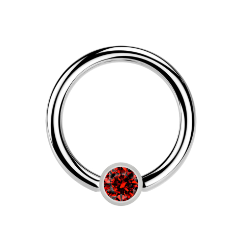 Ball Closure Ring silver and crystal red