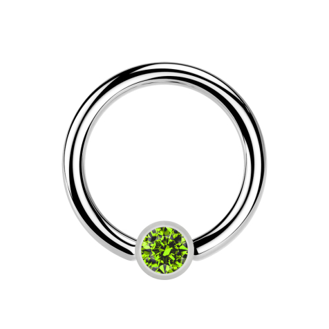 Anello di chiusura a sfera argento e cristallo verde chiaro