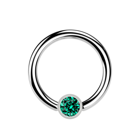 Micro Ball Closure Ring silver and crystal turquoise