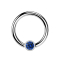 Ball Closure anneau argent et cristal bleu foncé