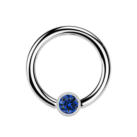 Ball Closure Ring silver and crystal dark blue