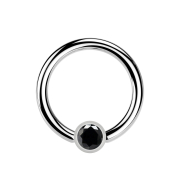 Micro Ball Closure Ring silber und Kristall schwarz
