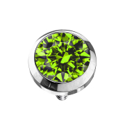 Dermal Anchor argenté avec cristal vert clair