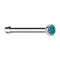 Nose stud straight silver hemisphere crystal aqua
