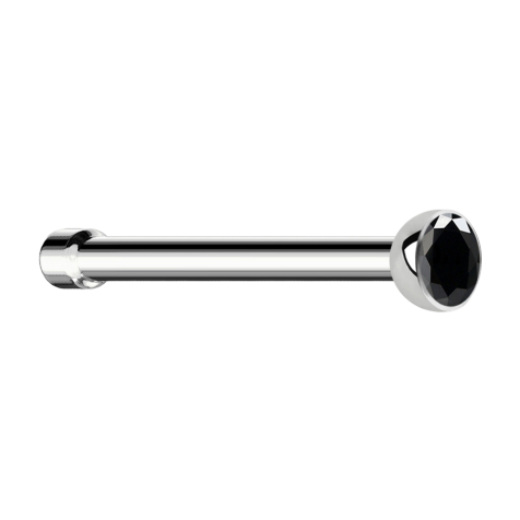 Clous de nez droit argent demi-sphère cristal noir