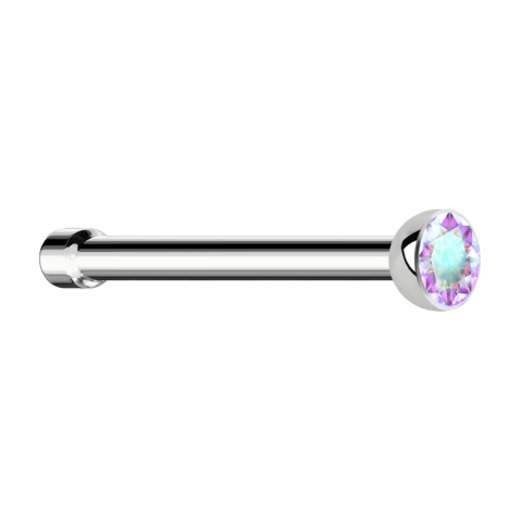 Clous de nez droit argent demi-sphère cristal multicolore