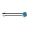 Nose stud straight silver hemisphere crystal light blue