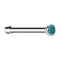 Nose stud straight silver hemisphere crystal aqua