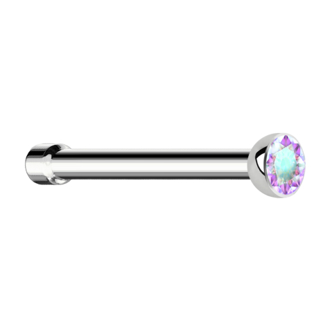 Clous de nez droit argent demi-sphère cristal multicolore