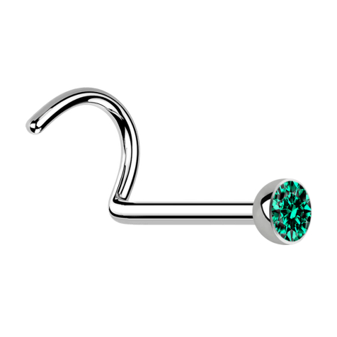 Clou nasal courbé argent demi-sphère cristal turquoise