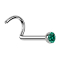 Perno nasale curvo in argento emisfero di cristallo turchese