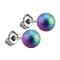 Stud earrings with colored speckled ball
