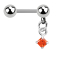 Micro Barbell argent avec boule et pendentif carré cristal orange