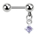 Micro Barbell argent avec boule et pendentif carré cristal lavande