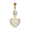 Banane plaquée or 14k avec pendentif cœur et ornée de cristaux