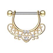 Bilanciere placcato oro 14 carati con motivo a cuore in...