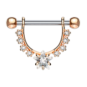 Barbell rose gold crystal semi-curved with star crystal