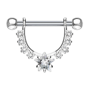 Barbell silver crystal semi-curved with star crystal