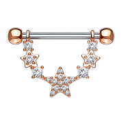Barbell rose gold star semi-curved with crystal