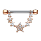 Barbell rose gold star semi-curved with crystal