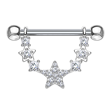 Barbell argent étoile semi-arquée avec cristal