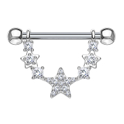 Barbell silver star semi-curved with crystal