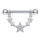 Barbell silver star semi-curved with crystal