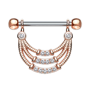 Barbell rose gold three half arches and crystals