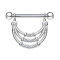 Barbell argent trois demi-arcs et cristaux