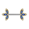 Gold-plated barbell with three blue petals
