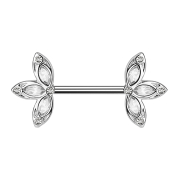 Barbell silver with three silver petals