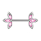 Barbell silber mit drei Blütenblatt pink