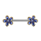 Barbell vergoldet mit Blume und Kristall blau