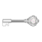 Barbell Barbell argento chiave vintage con cuore opale bianco