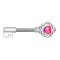 Barbell Barbell silber Vintage Schlüssel mit Herzopal pink