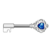 Barbell Barbell argento chiave vintage con cuore blu opalino