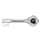 Barbell Barbell argent clé vintage avec opale à cœur vert foncé