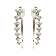 Earring Ear Climber gold-plated with squares and crystal...