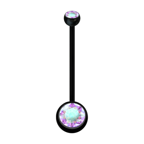 Gravidanza a banana nera con due sfere di cristallo multicolore