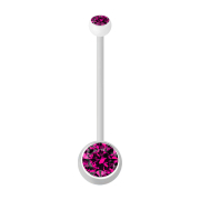 Banane grossesse blanche avec deux boules cristal fuchsia